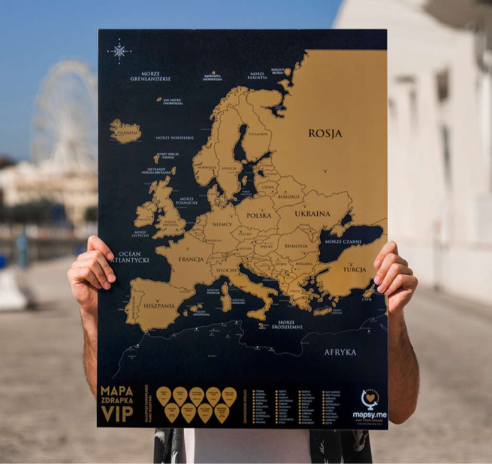 Mapa zdrapka EUROPA VIP do powieszenia na ścianę